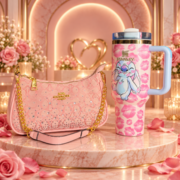 Pink Coach Crystal Bag + Stitch 40oz Gift Set