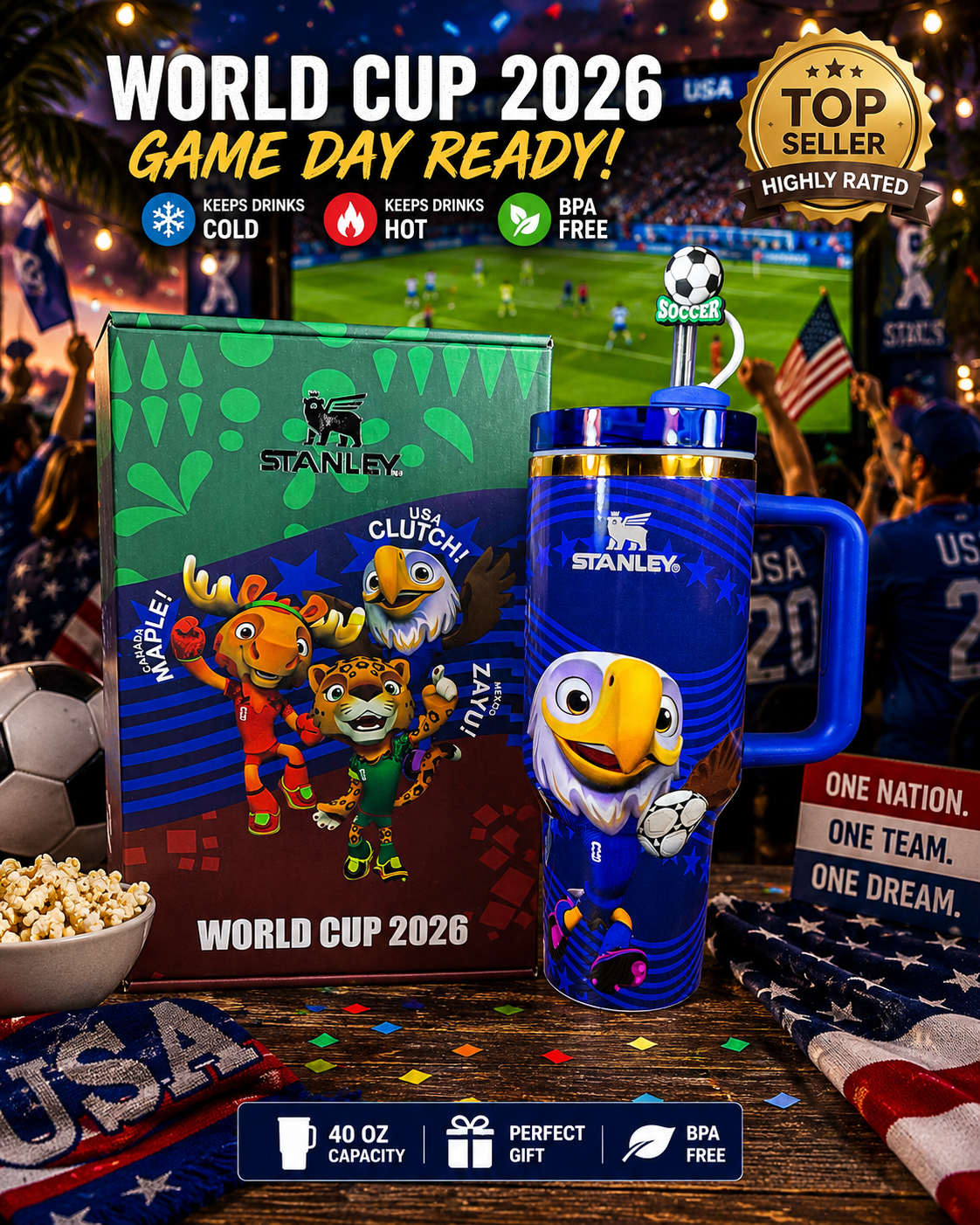 2026 USA World Cup Mascot-Inspired 40oz Tumbler Gift Set | Clutch