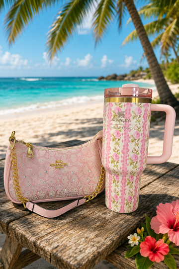 Crystal Purse & Floral 40oz Tumbler