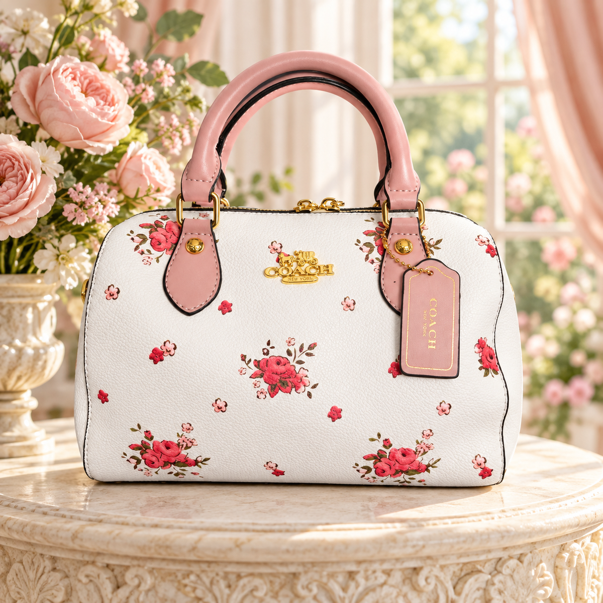 White Floral Mini Satchel