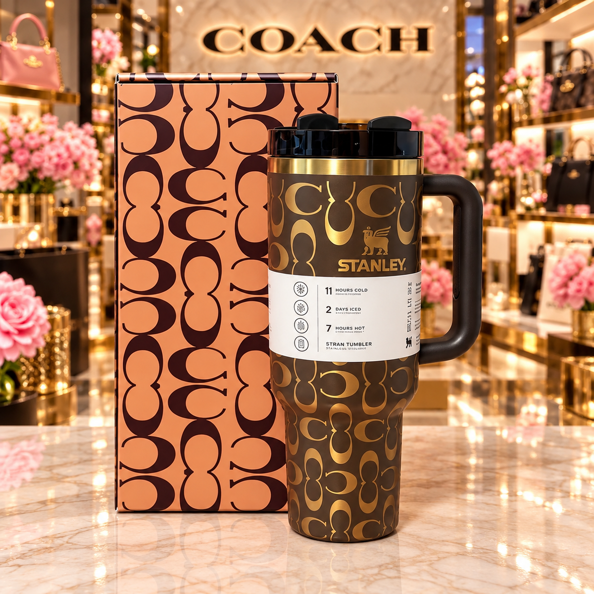Boutique Monogram Inspired Edition 40oz Quencher  Tumbler