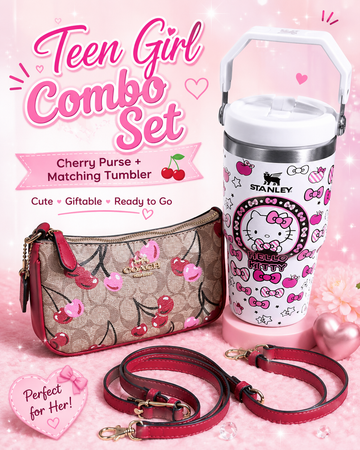 New Cherry Purse and 20oz Tumbler Teen Gift Set