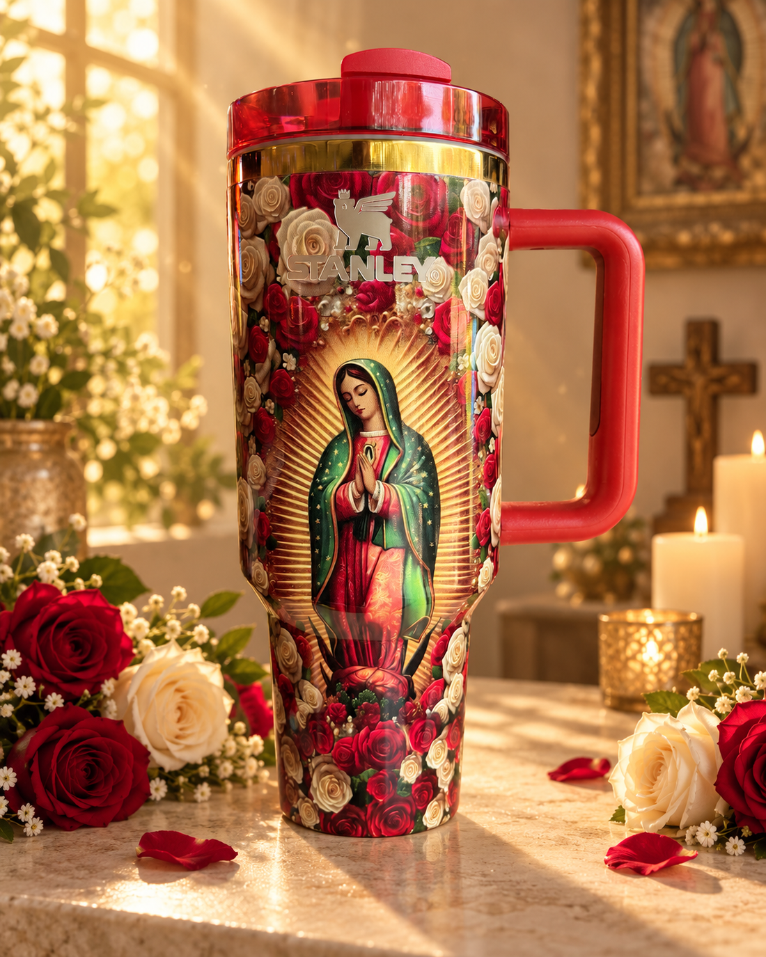 Our Lady of Guadalupe 40oz Rose Tumbler Set
