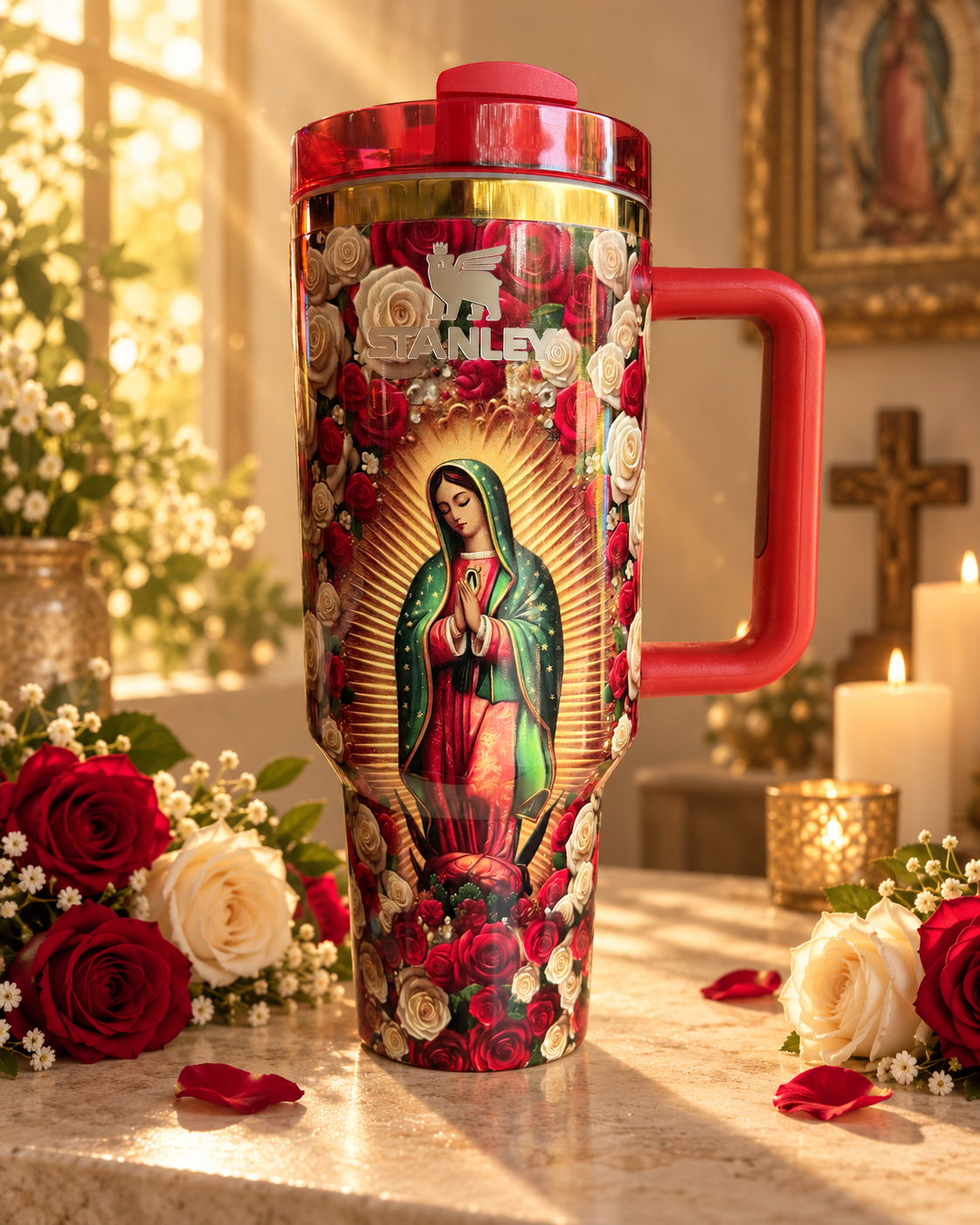 Our Lady of Guadalupe 40oz Rose Tumbler Set