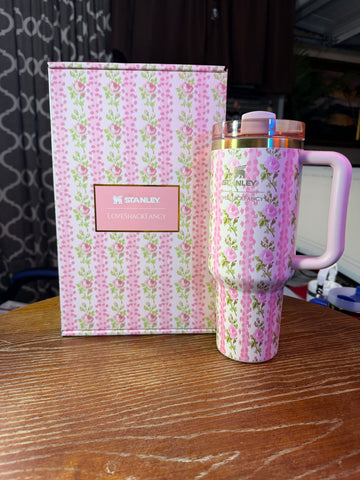 Stanley x LoveShackFancy Floral Pink Tumbler | 40oz Cup With Handle