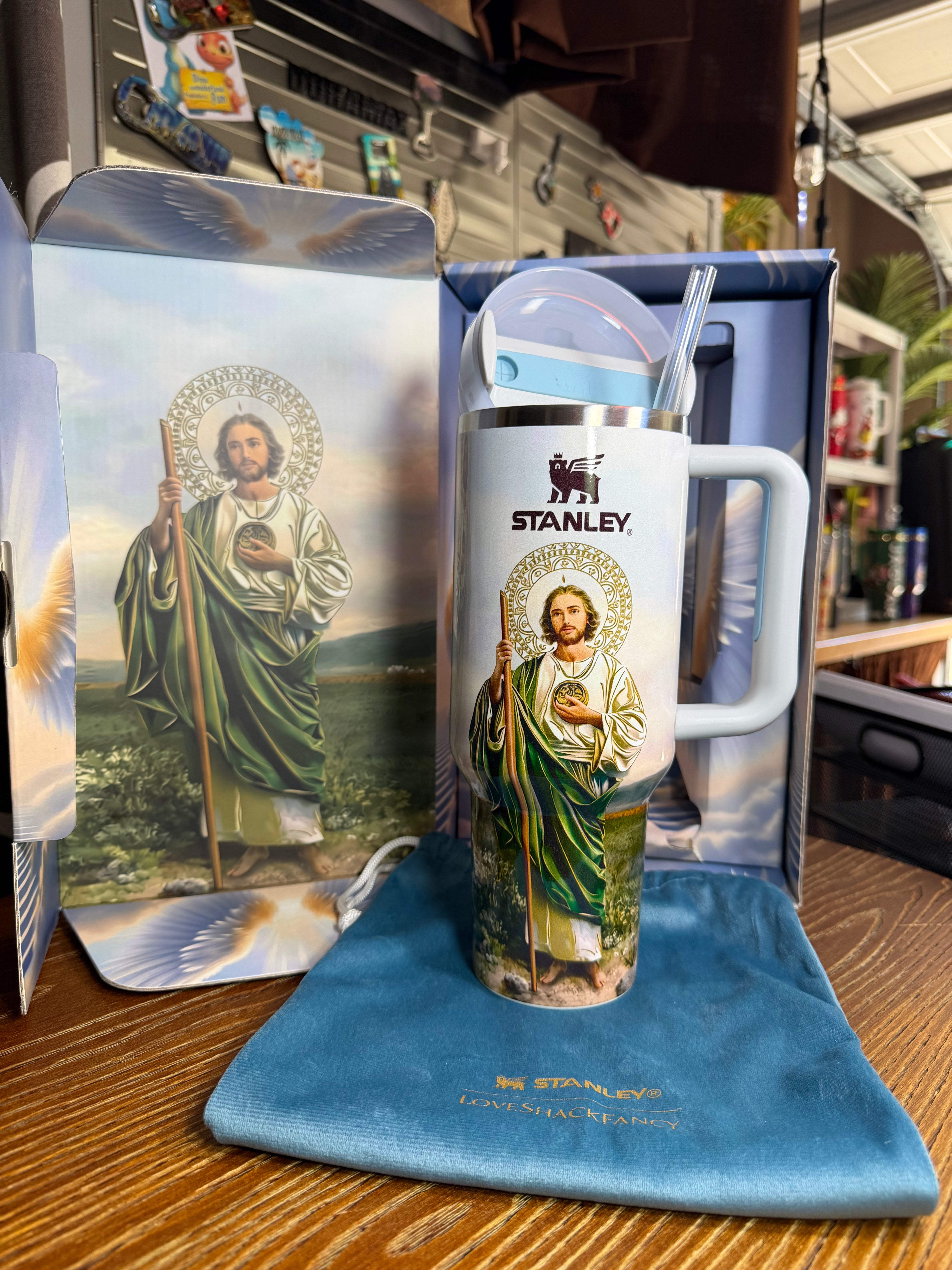 St. Jude Stanley Style Tumbler | 40oz Cup With Handle | Christian Faith Stainless Steel Travel Mug
