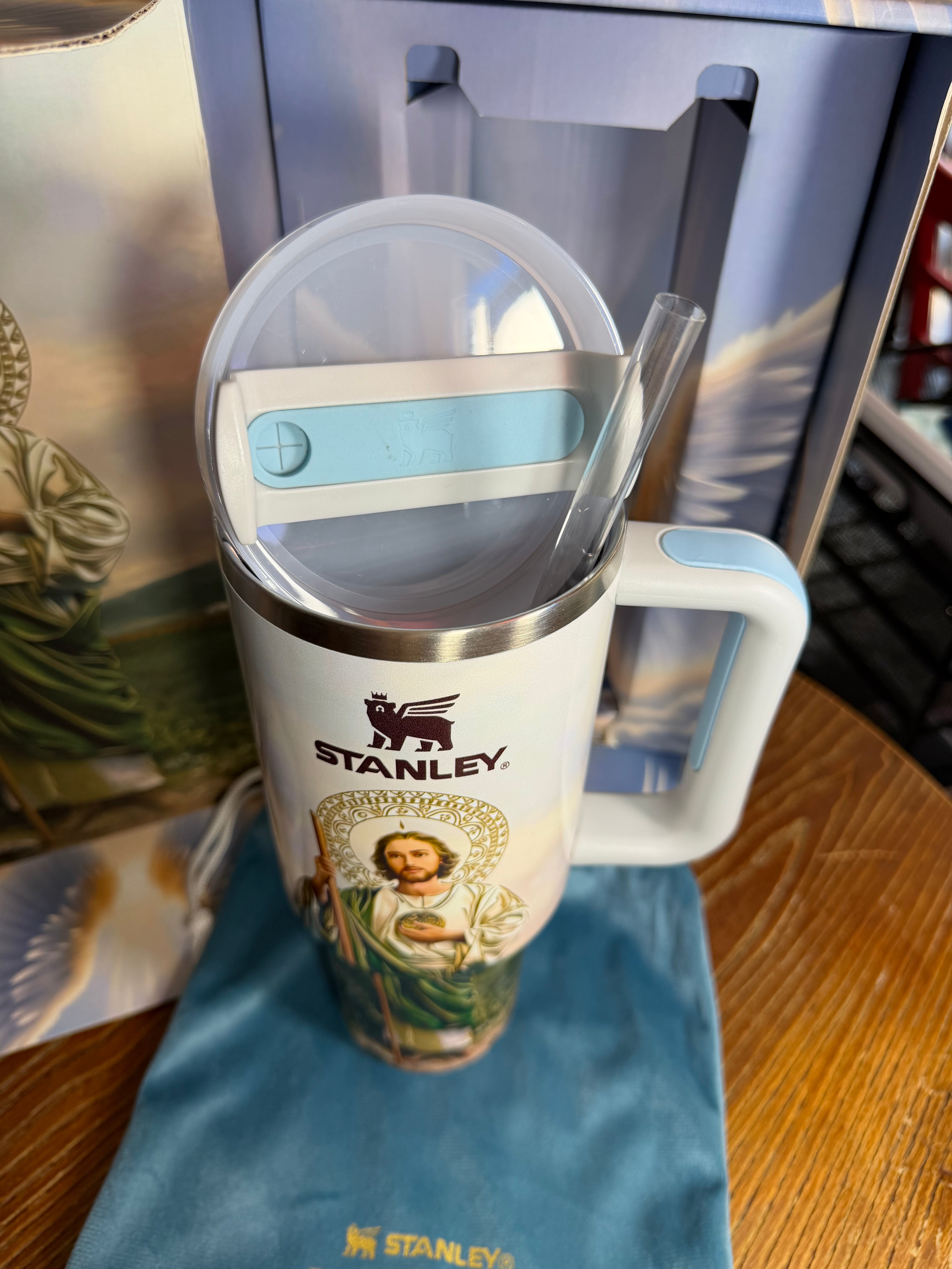 St. Jude Stanley Style Tumbler | 40oz Cup With Handle | Christian Faith Stainless Steel Travel Mug