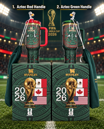 Mexico 2026 Soccer 40oz Tumbler – Aztec Design | Red or Green Handle